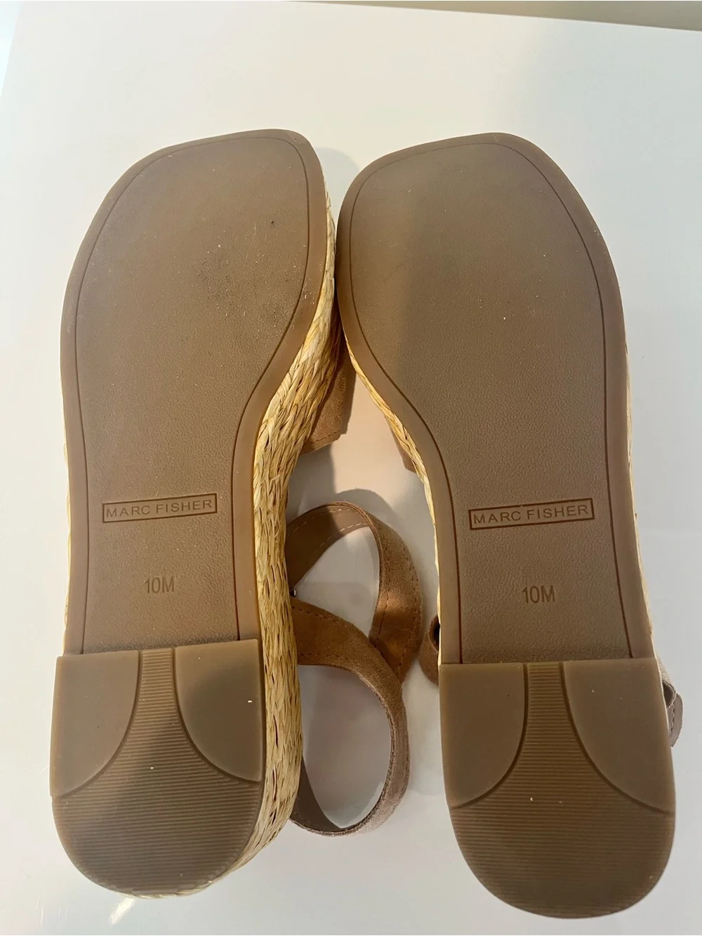 Marc Fisher Jellard Natural Platform Wedge Espadrille Sandals Women’s Size 10